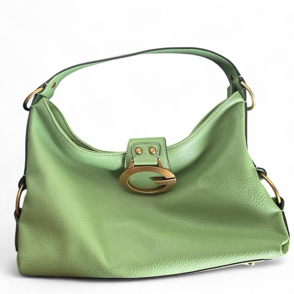 Y2K Gorgeous Sample Green Guess Camden Faux Leather Vegan Shoulder Bag